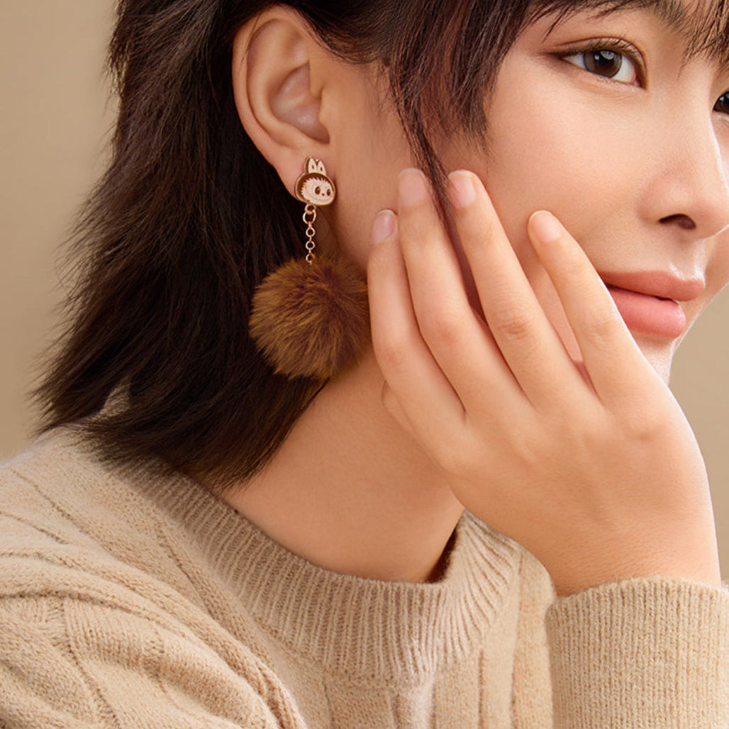 Labubu Warm Fluffy Holiday Series Earring and Ring Set