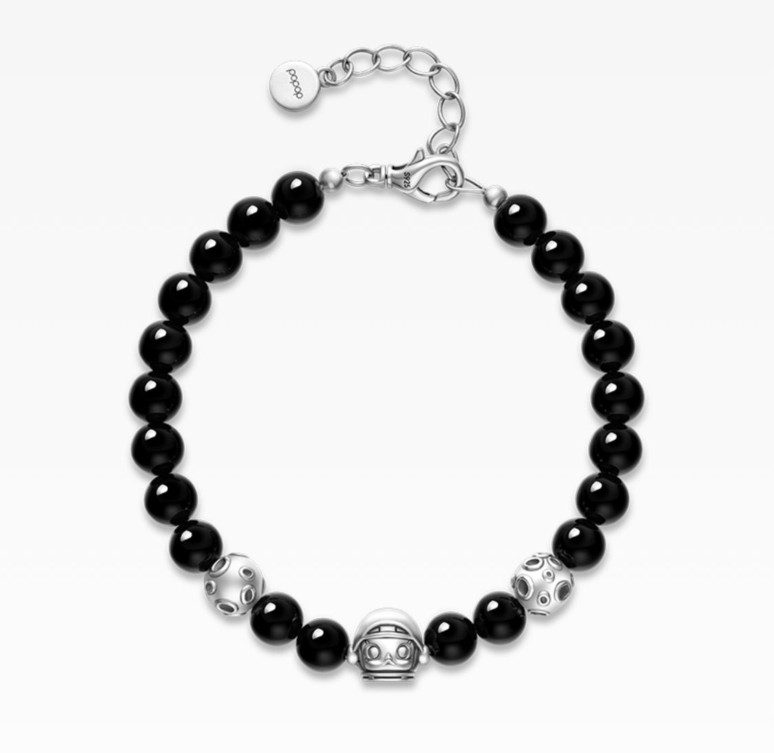Space Molly Black Agate 925 Silver Bracelet
