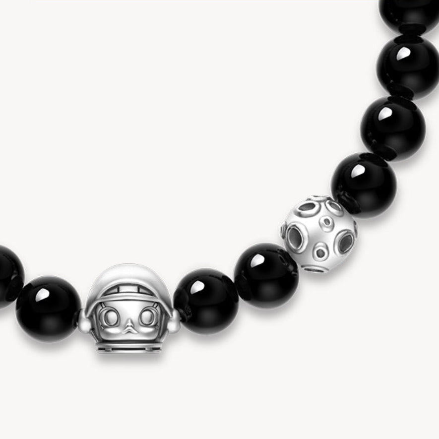 Space Molly Black Agate 925 Silver Bracelet