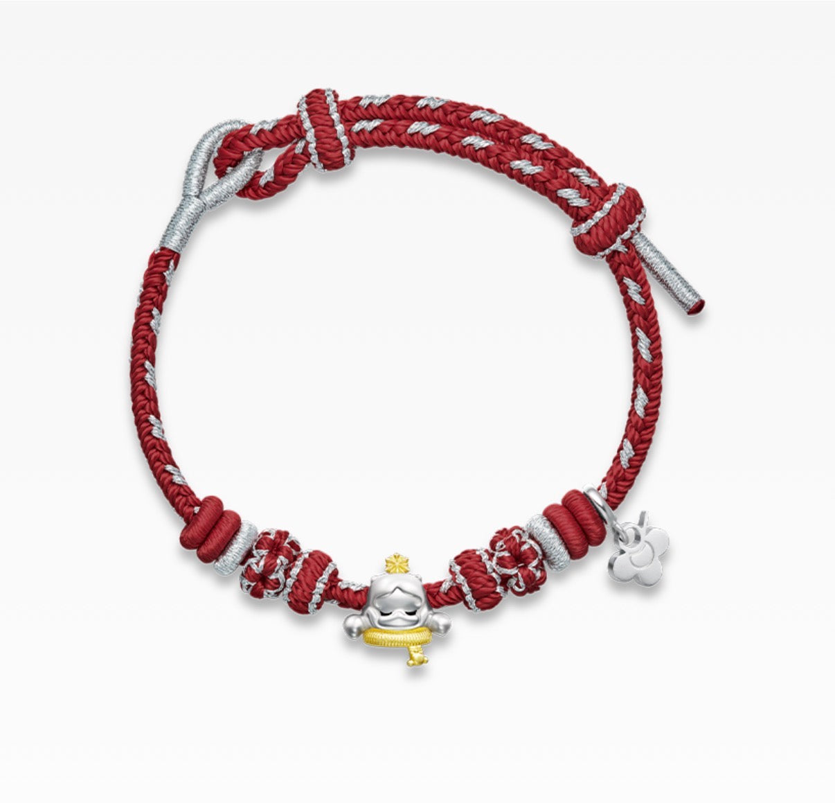 POPOP SkullPanda Soft Woven Fabric Silver Bracelet