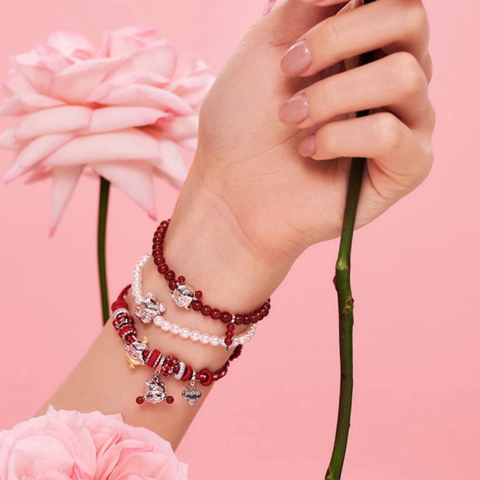 POPOP SkullPanda Soft Woven Fabric Silver Bracelet