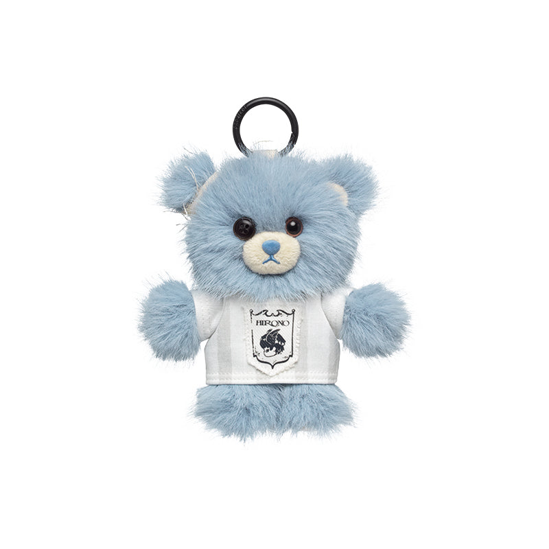HIRONO Washed Black Graphic T-Shirt with Detachable Bear Plush Charm