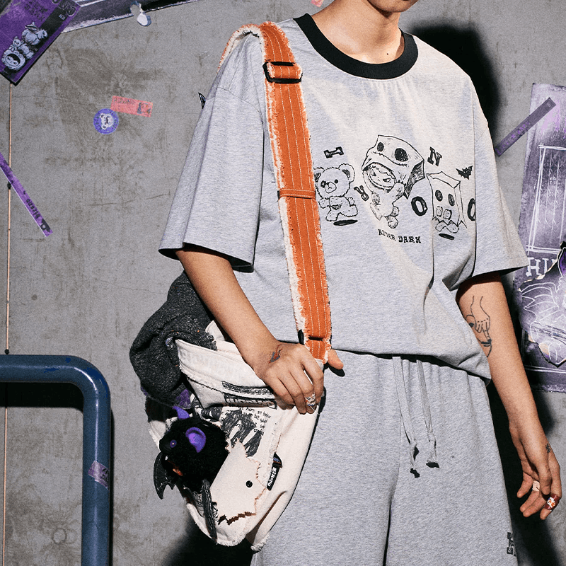 HIRONO After Dark Graffiti Canvas Crossbody Bag