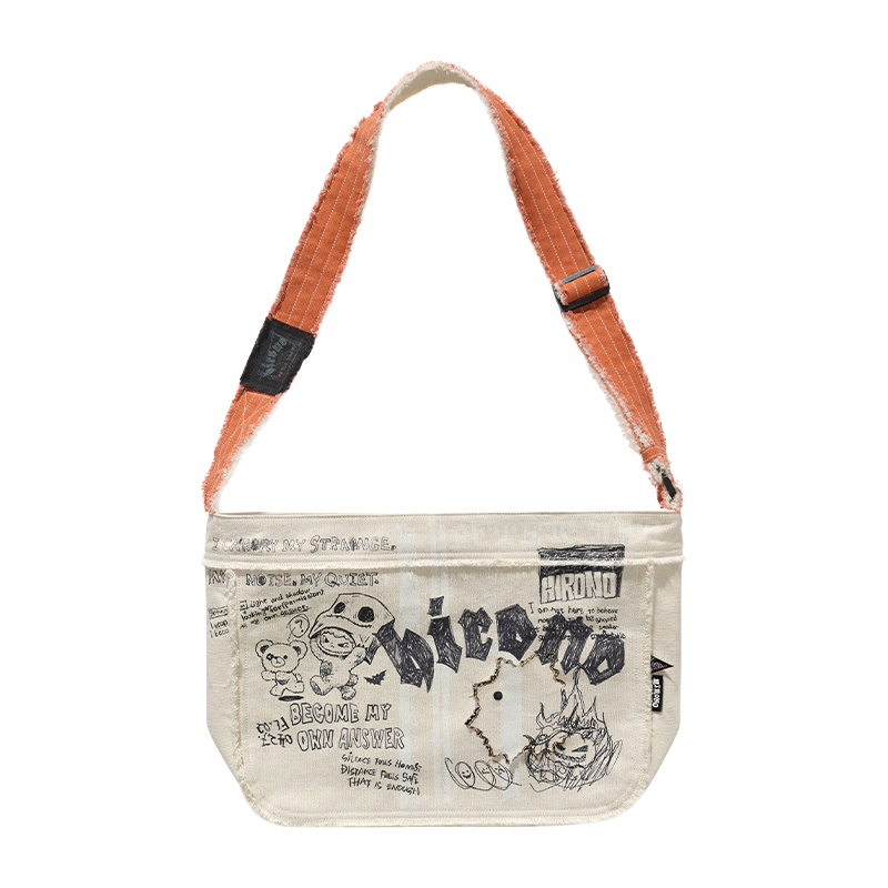 HIRONO After Dark Graffiti Canvas Crossbody Bag