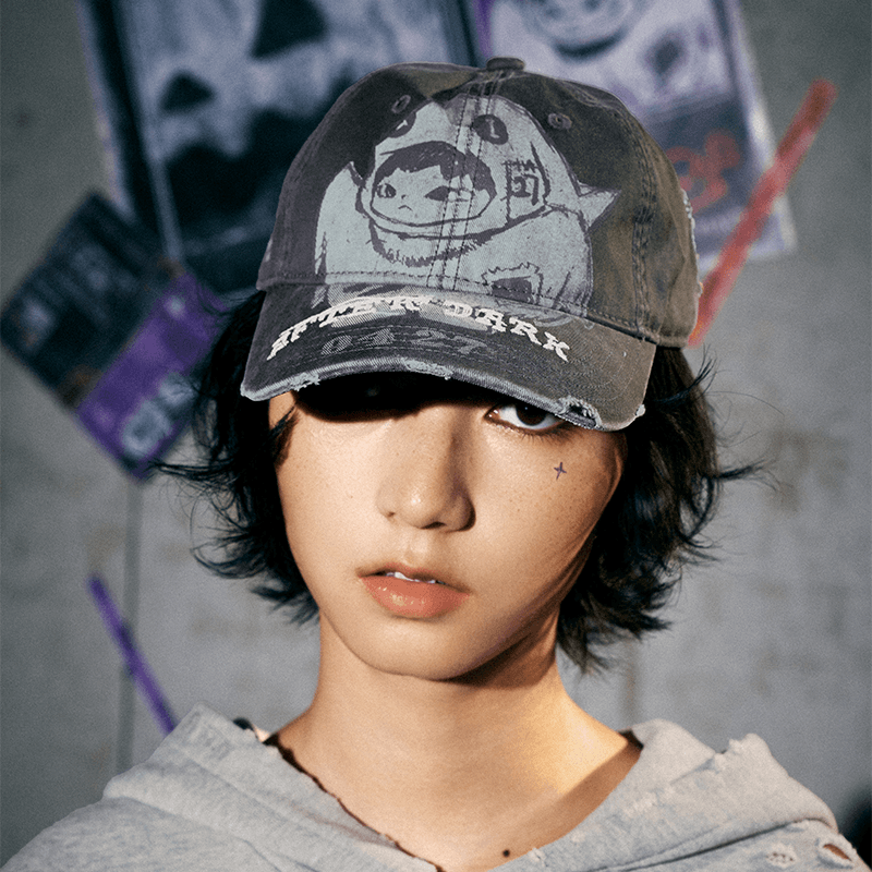 HIRONO After Dark Ghost Washed Black Baseball Cap