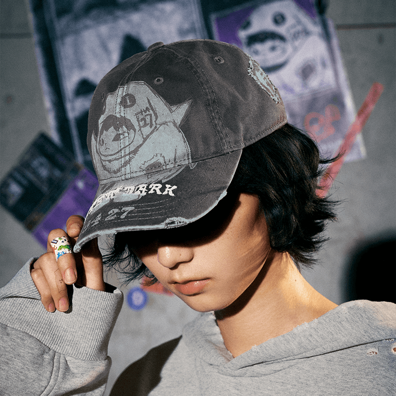 HIRONO After Dark Ghost Washed Black Baseball Cap