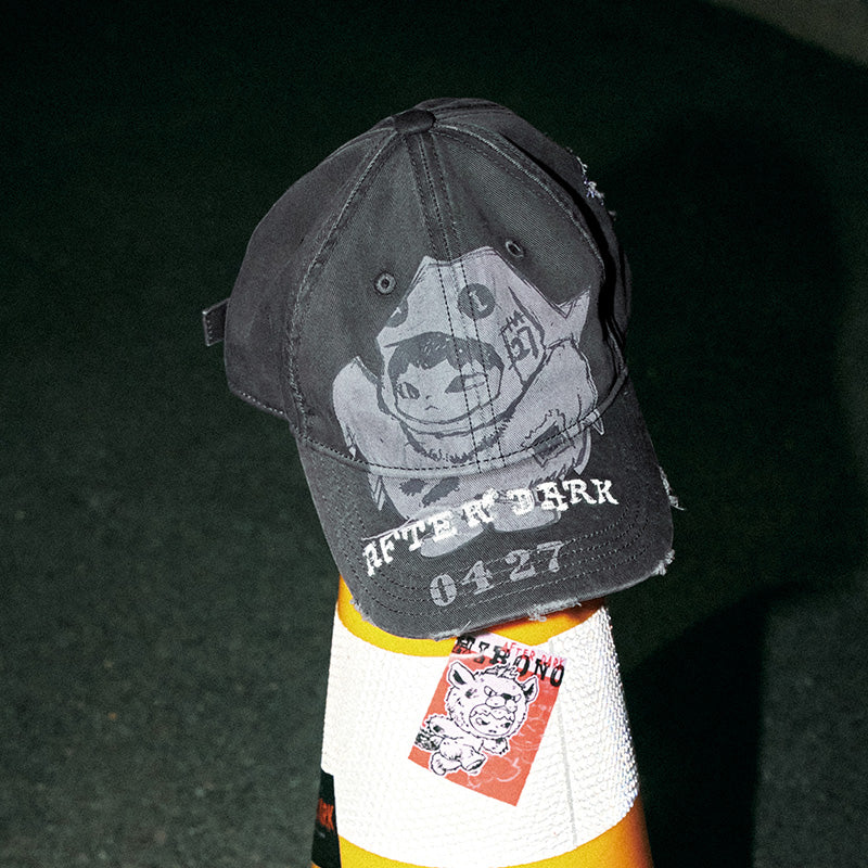 HIRONO After Dark Ghost Washed Black Baseball Cap
