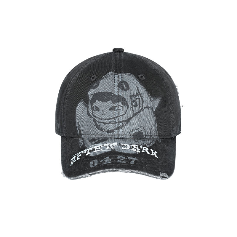 HIRONO After Dark Ghost Washed Black Baseball Cap