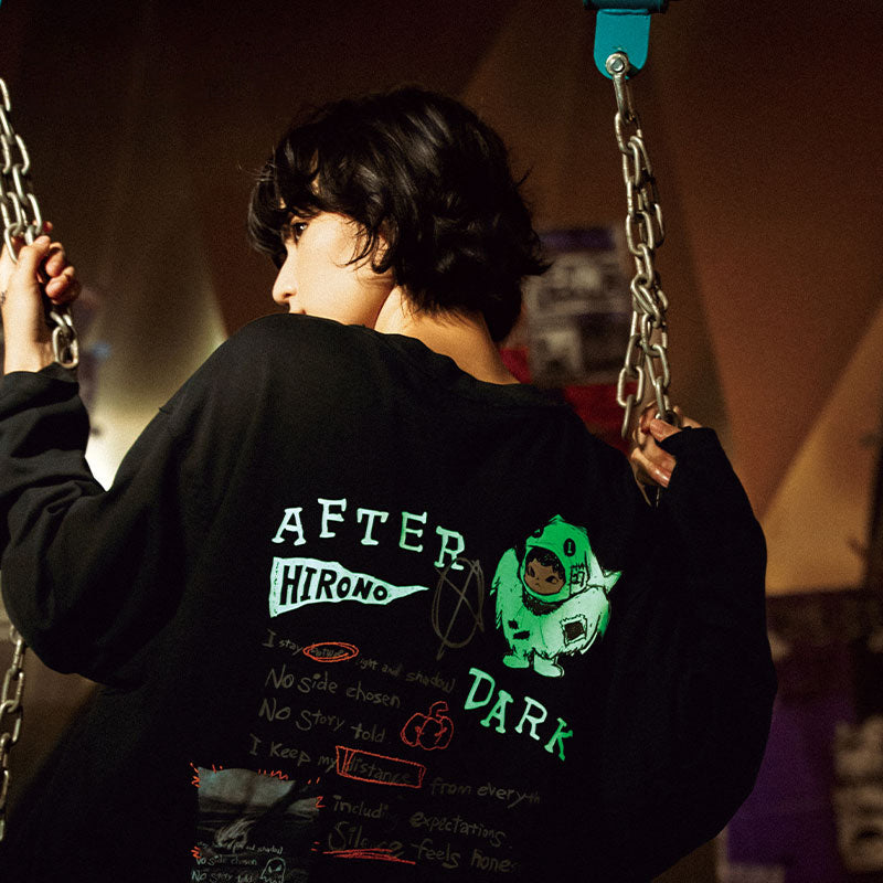 HIRONO After Dark Ghost Graphic Long Sleeve T-Shirt
