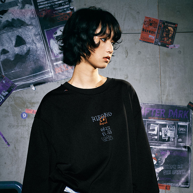 HIRONO After Dark Ghost Graphic Long Sleeve T-Shirt