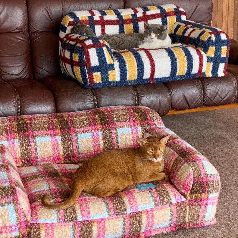 Vintage Plaid Pet Sofa Bed