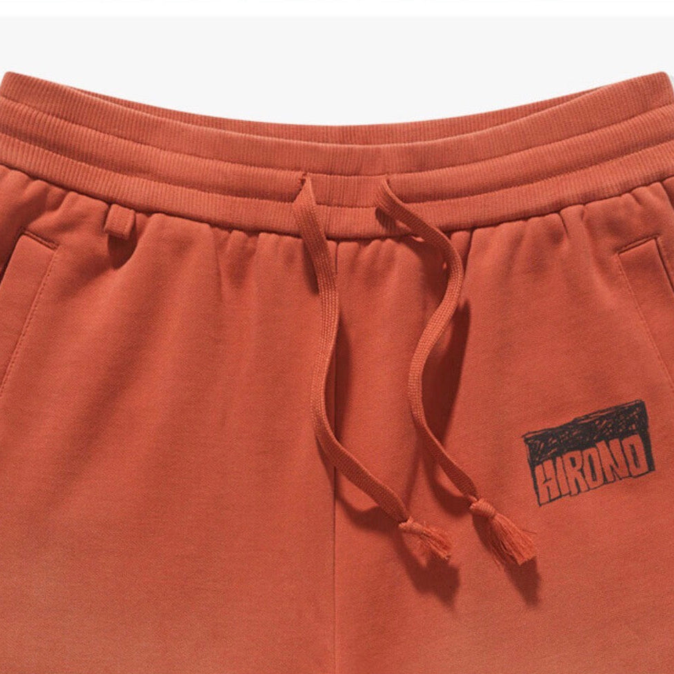 HIRONO After Dark Graffiti Washed Shorts - Ochre Orange