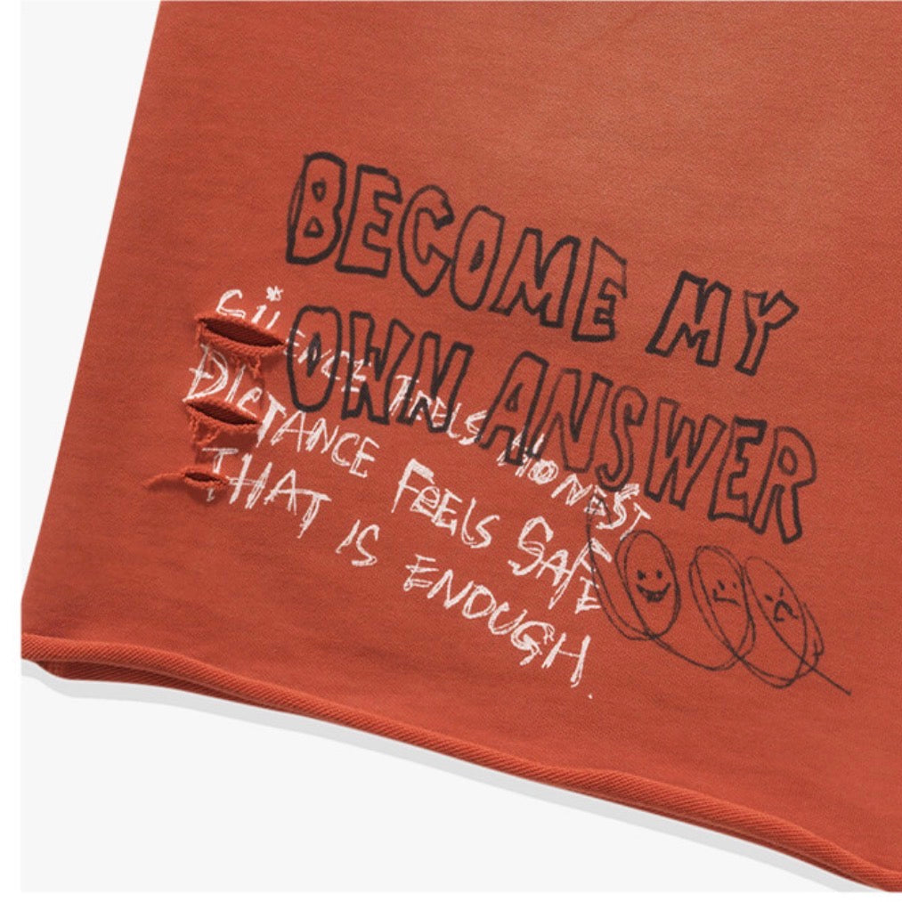 HIRONO After Dark Graffiti Washed Shorts - Ochre Orange