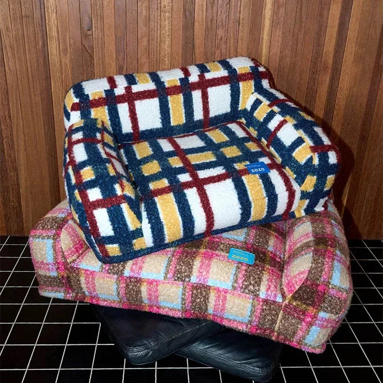 Vintage Plaid Pet Sofa Bed