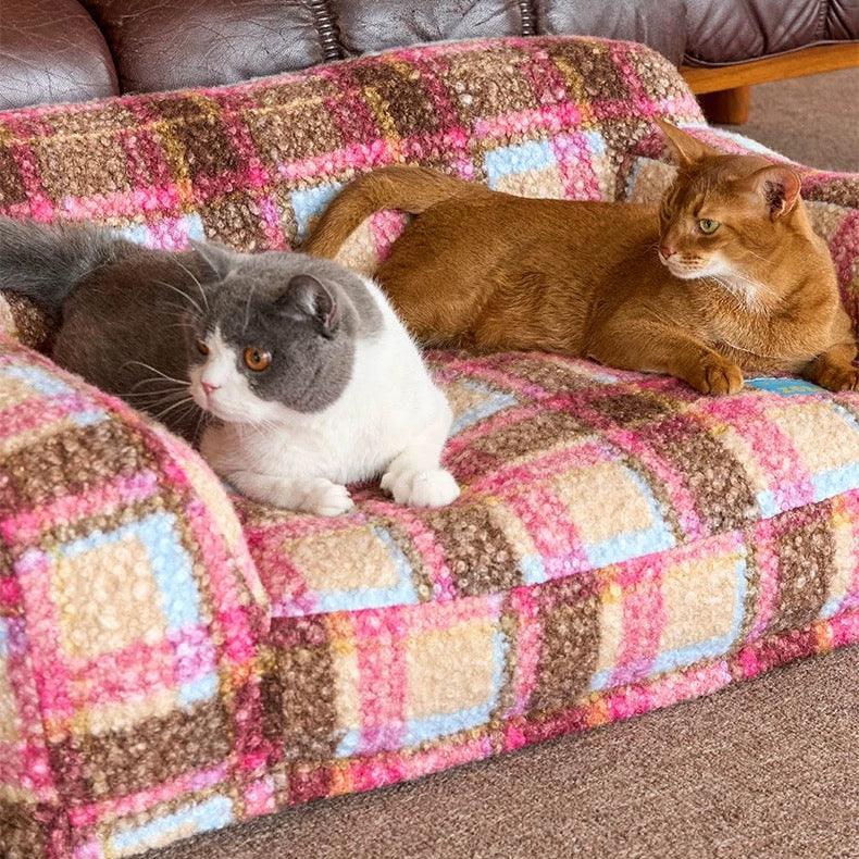 Vintage Plaid Pet Sofa Bed