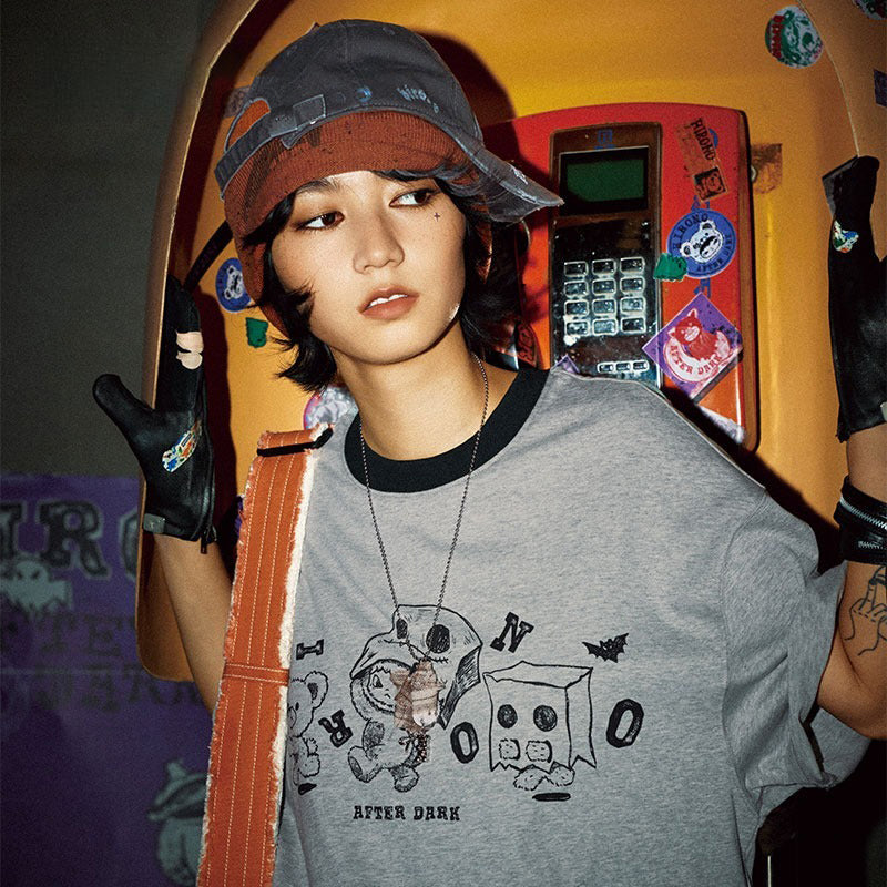 HIRONO After Dark Mischievous Bear Gray T-Shirt