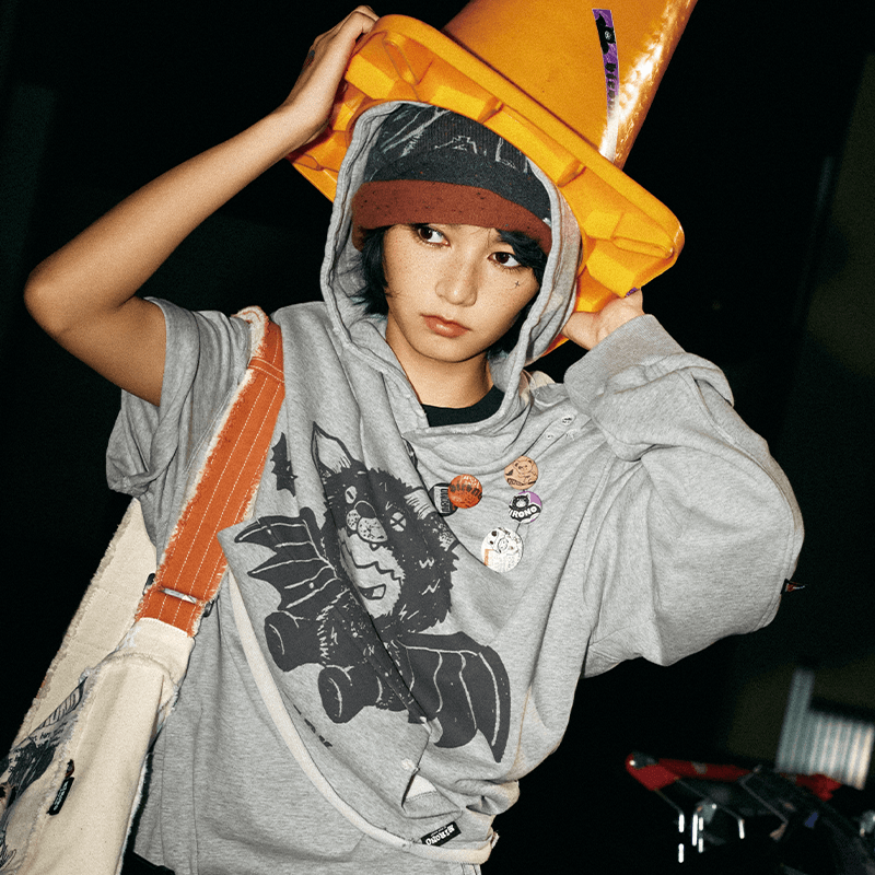 HIRONO After Dark Bat Washed Hoodie