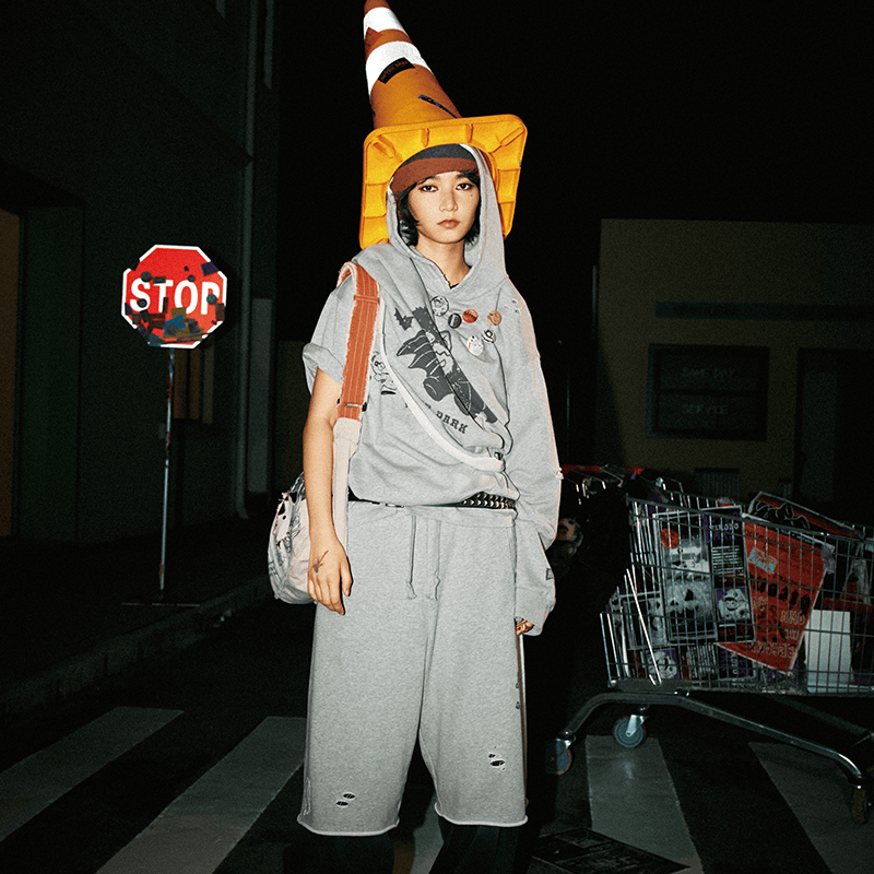 HIRONO After Dark Bat Washed Hoodie
