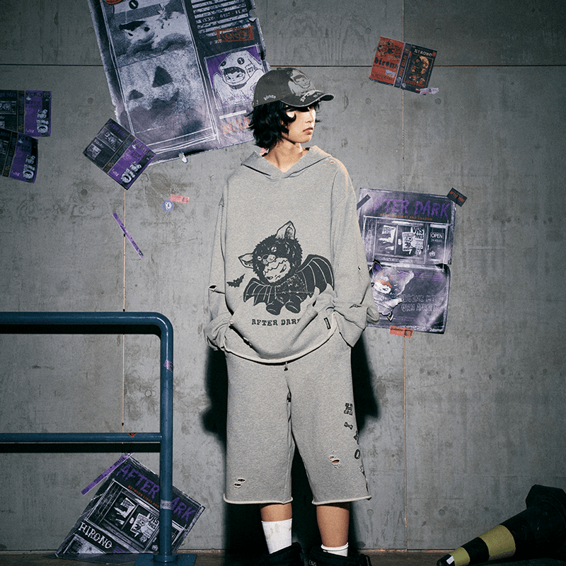 HIRONO After Dark Bat Washed Hoodie