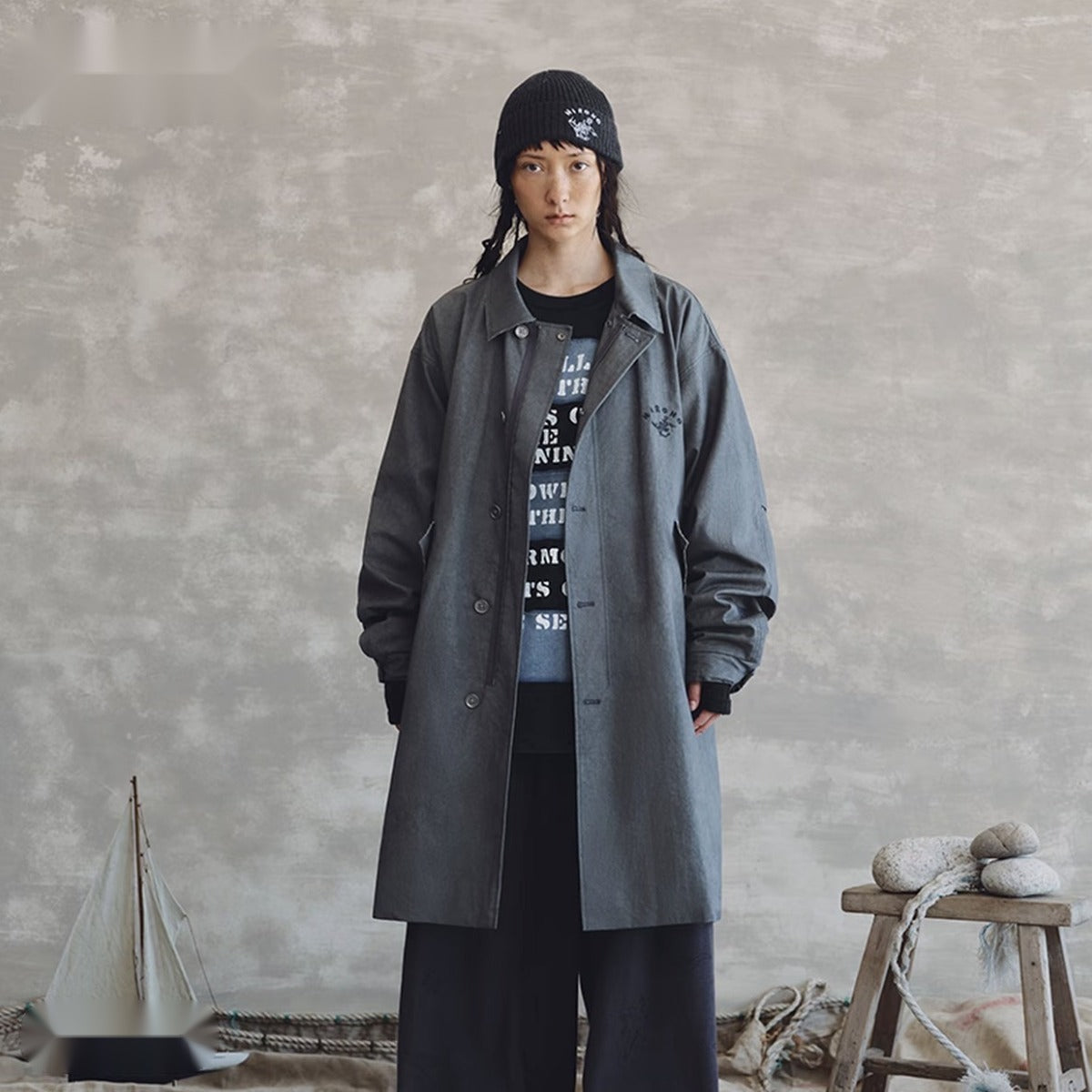 Hirono Sea Song Storm Sailing Coat – Heather Grey