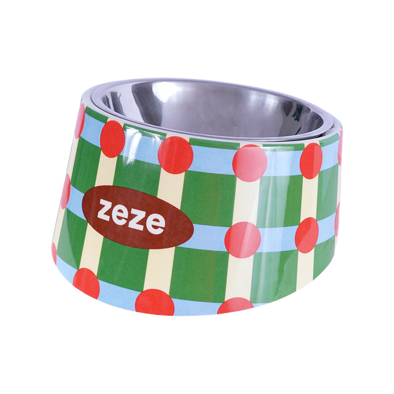 Zeze  Dual Tone Pet Bowls with Patterns Ergonomic Design