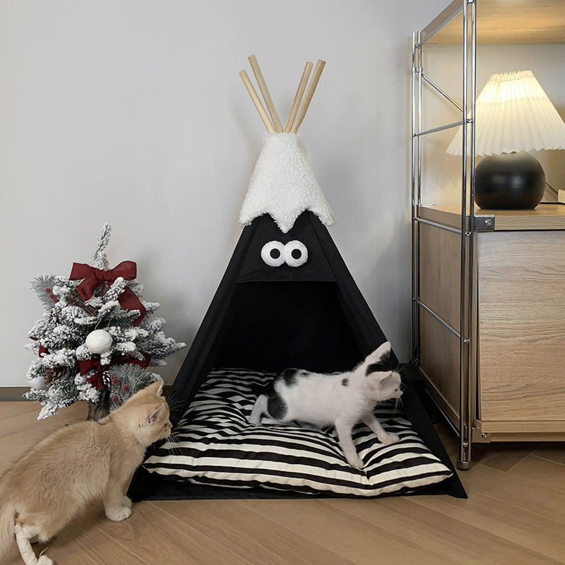 A Cozy Haven: Christmas Tri-column Cat & Dog Canvas Tents& Beds