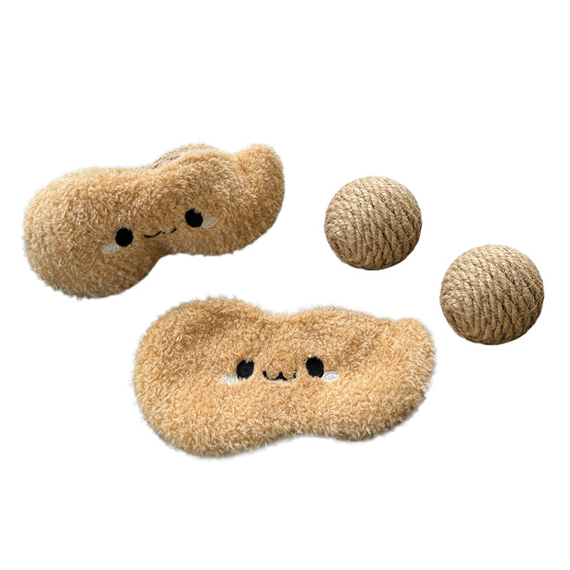 Peanut Cat Toy with Hidden Bite-Resistant Sisal Balls