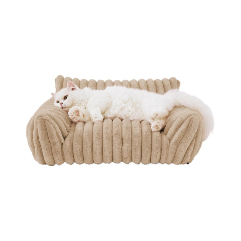 Fluffy Cat Sofa with Premium Soft Corduroy Fleece