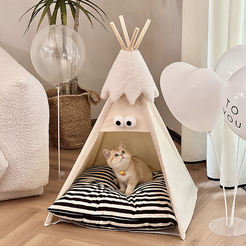 A Cozy Haven: Christmas Tri-column Cat & Dog Canvas Tents& Beds