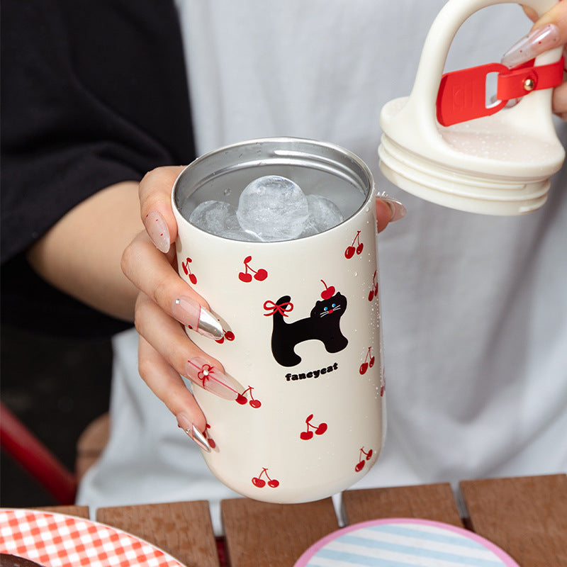 Black Cat Themed Insulated Lock Water Bottle