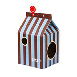 Blue Brown Checked Cat Box Large