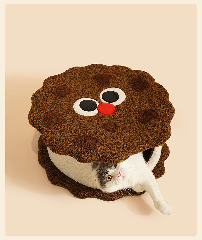 Chocolate - Filled Biscuit - Inspired Cat Bed