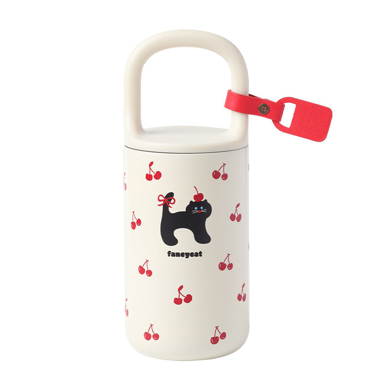 Black Cat Themed Insulated Lock Water Bottle