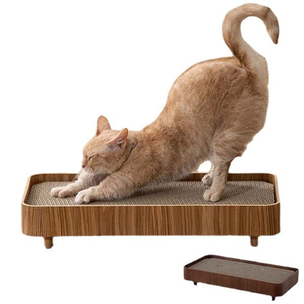 Durable Wooden Cat House with Integrated Scratching Board