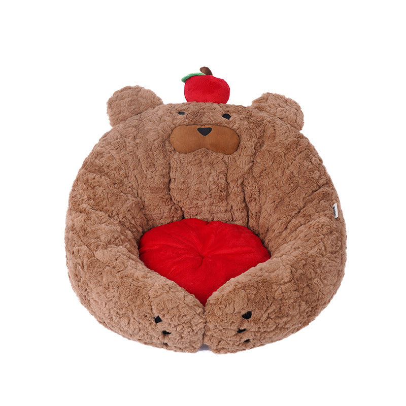 Zeze Cozy Fruit Bear Christmas Cat & Dog Bed