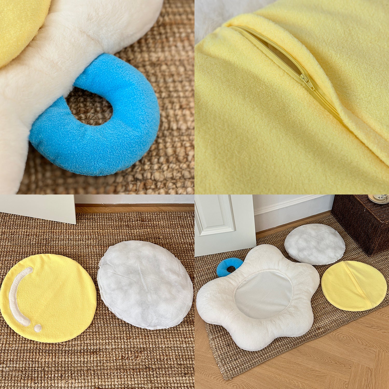 Sunny Side Up Cat Pillow Beds with Crinkle Paper