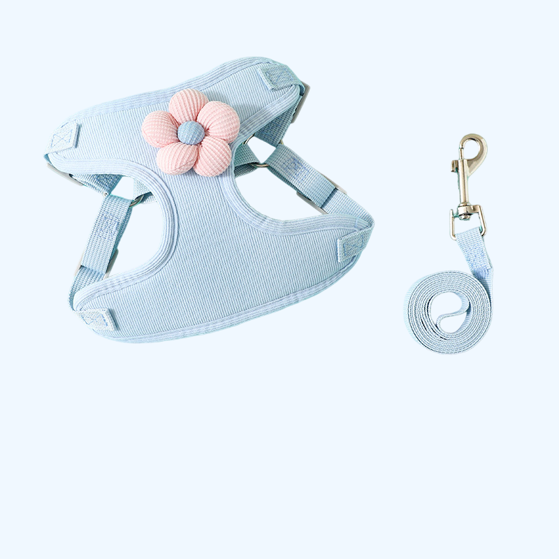 Cat Corduroy Baby Blue/Pink Harness - ri-son