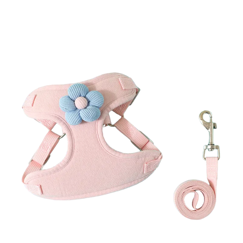 Cat Corduroy Baby Blue/Pink Harness - ri-son