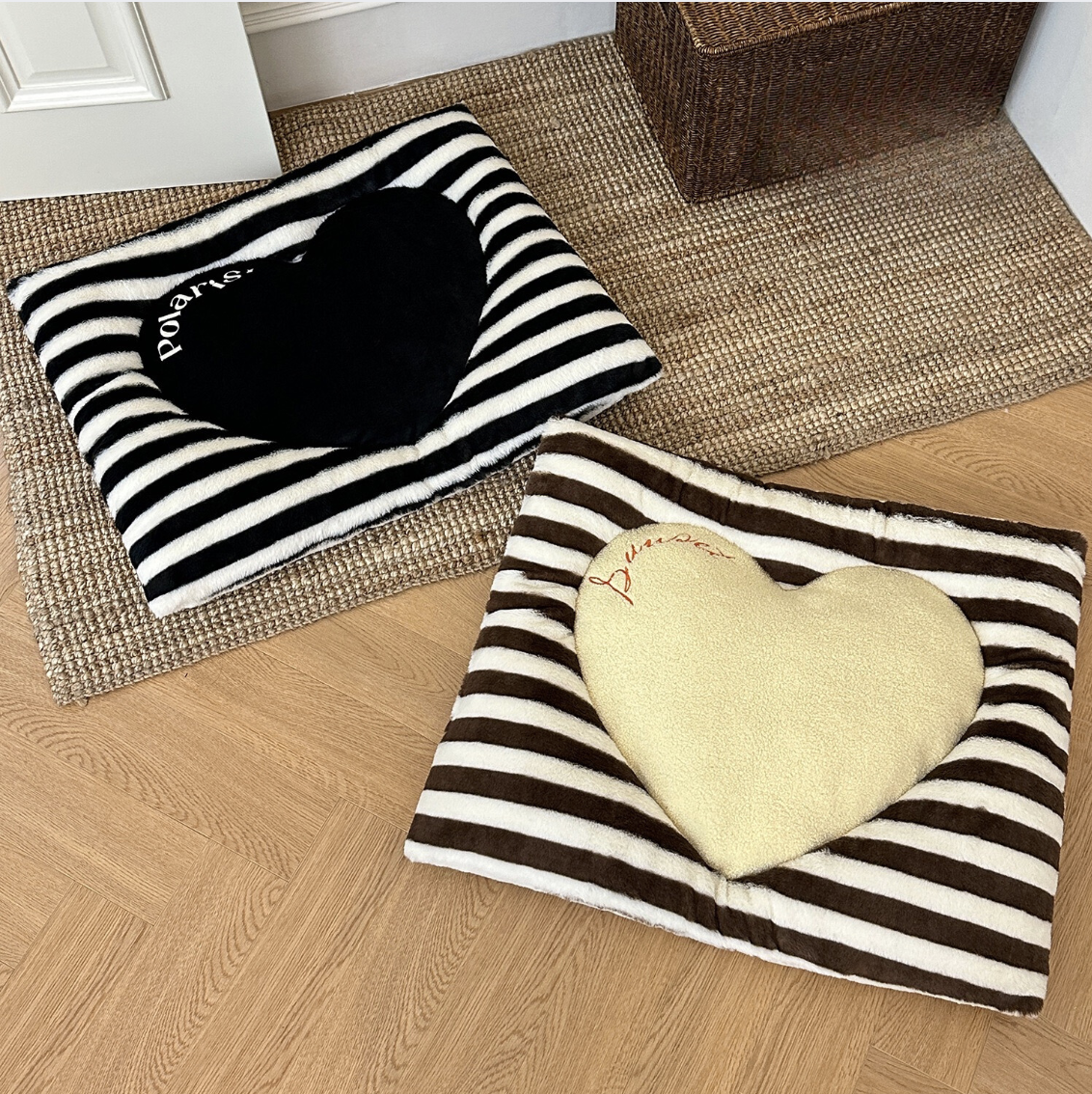 Cozy Cat Pillow Bed: Plush Black & Brown Stripes