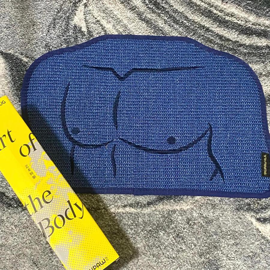 Sisal Cat Scratcher and Artistic Floor Mat | Fun Man Chest Embroidery Design