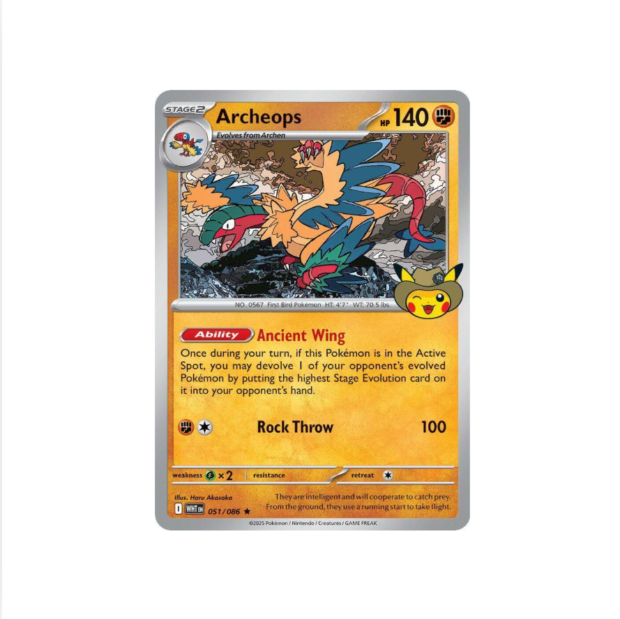 Pokémon TCG Archeops 051/086 Fossil Museum Stamped Promo Card (2026) | Chicago Exclusive