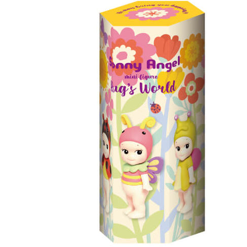 Display of 'Bunny Angel' toys with colorful packaging on a white background