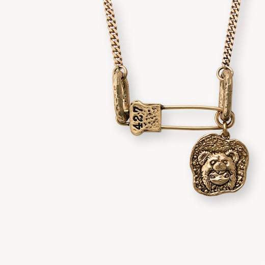 Hirono Bear Doll Brooch Necklace