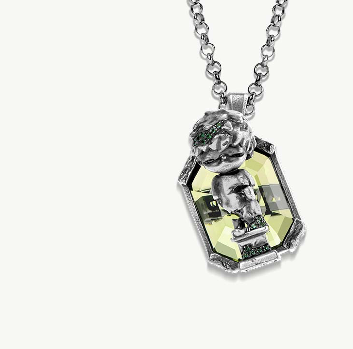 Hirono Olive Green 925 Silver Necklace