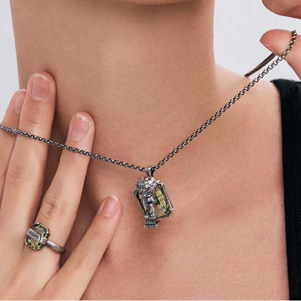 Hirono Olive Green 925 Silver Necklace