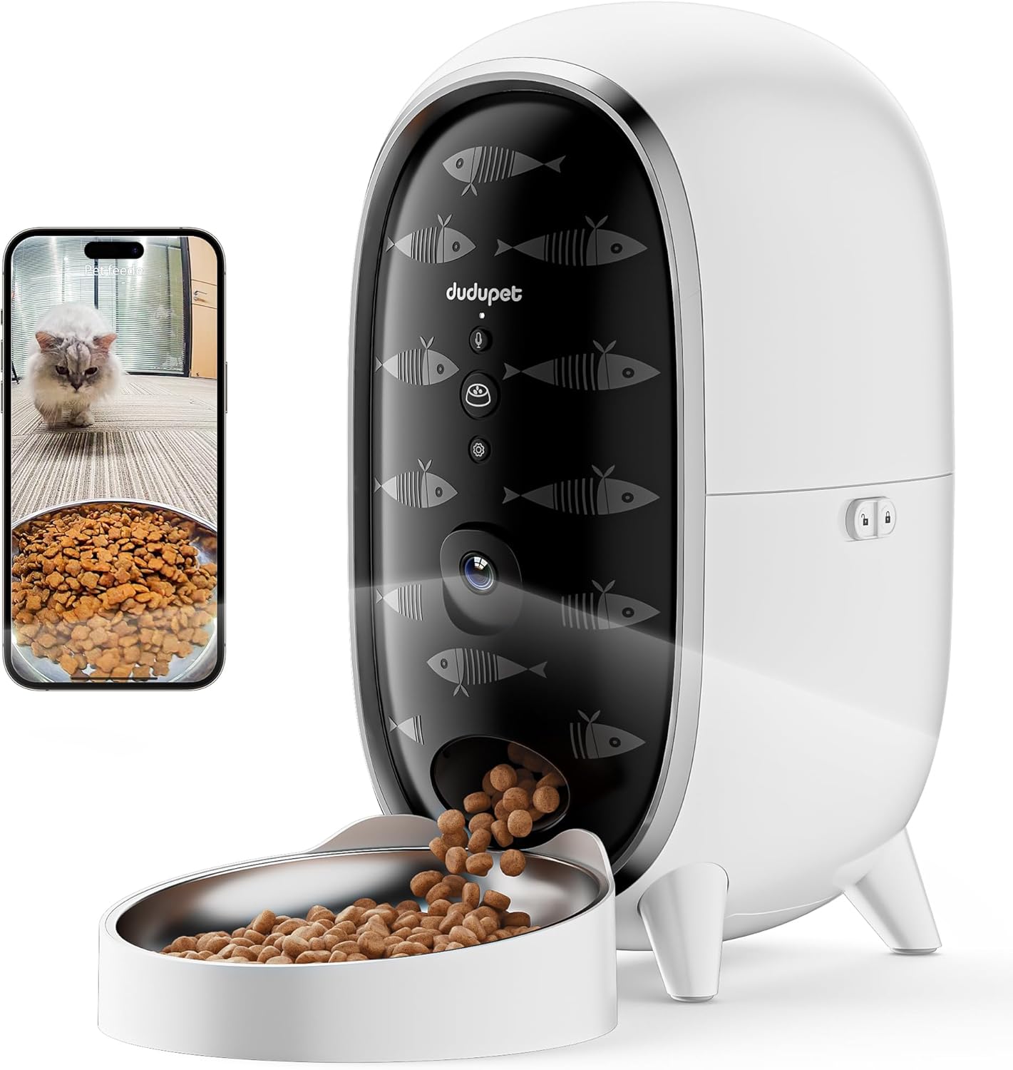 Automatic Cat Feeder R-F - 3L Capacity with Freshness Chamber, Battery-Operated, 6 Meals & 90 Portions, 10S Voice Recording - ri-son