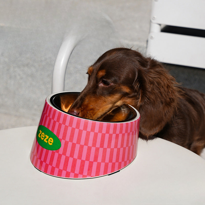 Zeze  Dual Tone Pet Bowls with Patterns Ergonomic Design