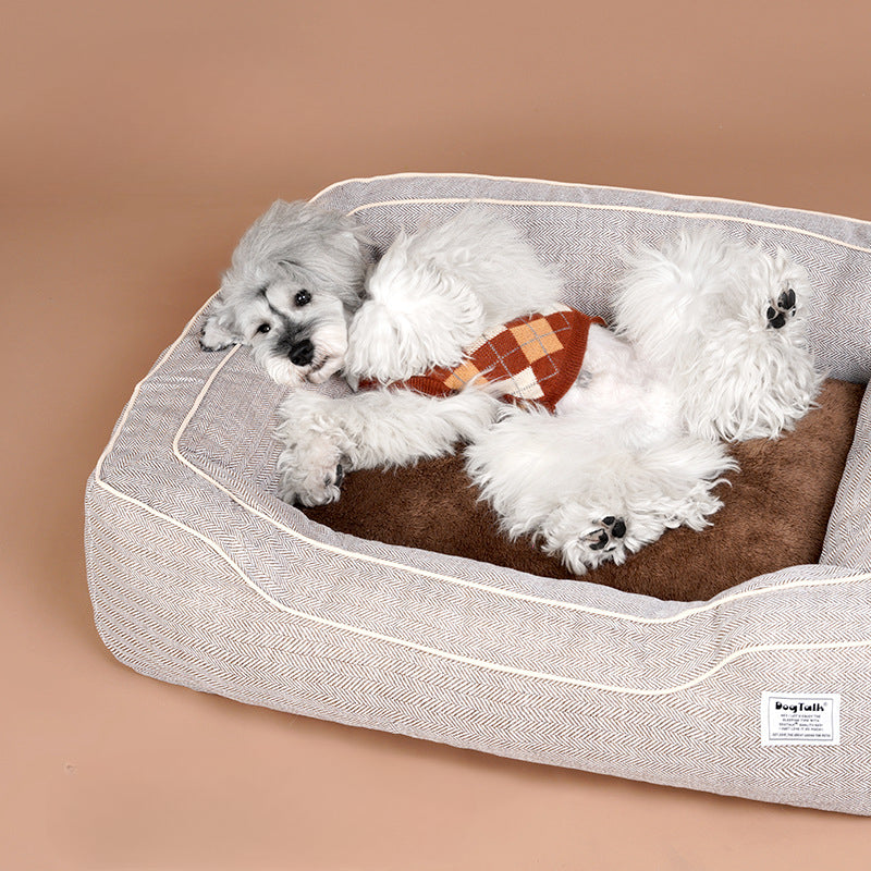 Removable and Washable Houndstooth Cat & Dog Bed