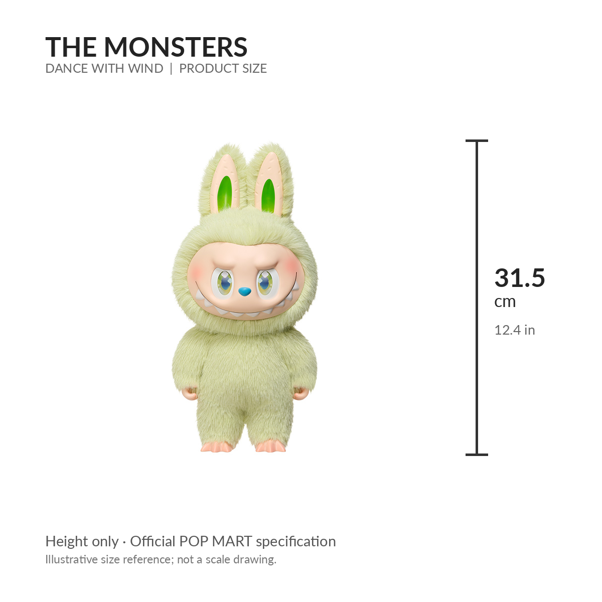 THE MONSTERS Dance With Wind Action Vinyl Doll height 31.5 cm / 12.4 inches size guide