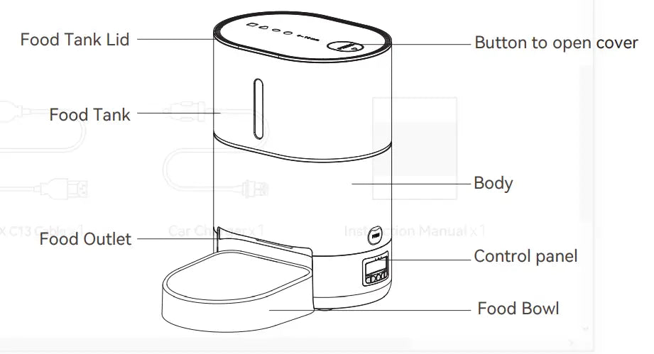 Smart Automatic Pet Feeder - 4L Capacity, Dual Power, APP-Controlled with Personalized Recording, White R-F04 - ri-son